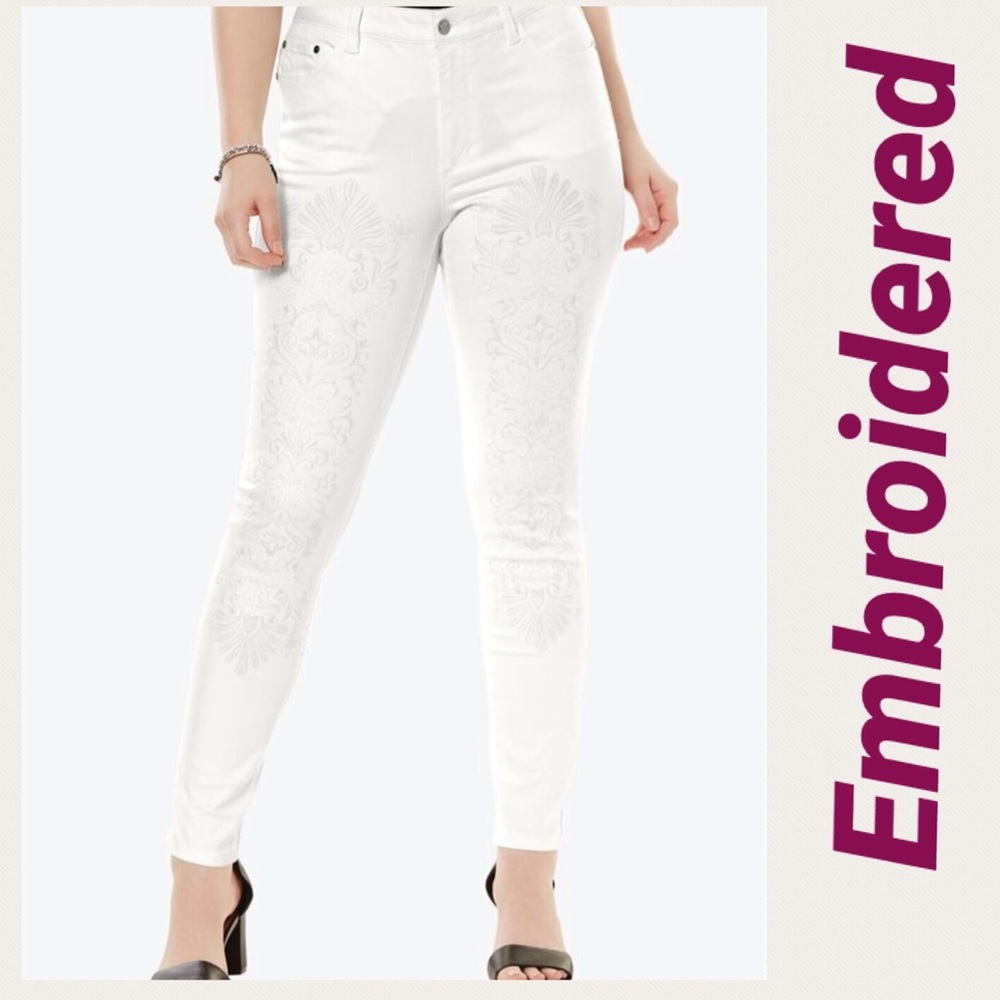 ➕ New White Embroidered Skinny Jeans